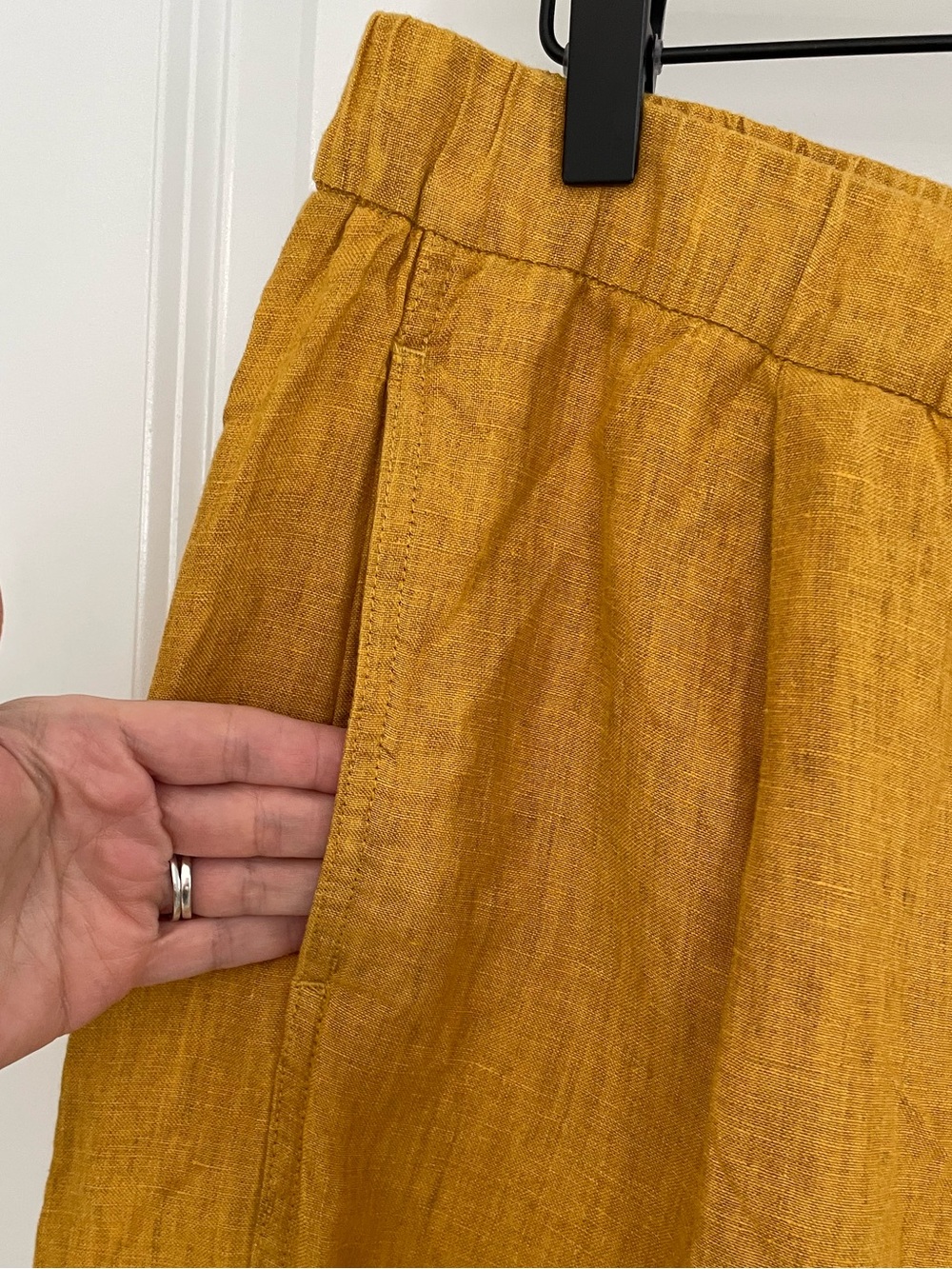 Eileen Fisher Cropped Linen Lantern Pants - Mustard - Picture 4 of 8